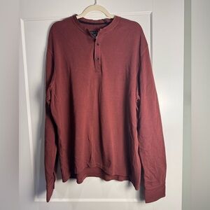 Rag & Bone Henley Burgundy Waffle Knit Band Collar Long Sleeve shirt